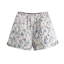 Women Vintage High Waist  Both Sides Wear Floral Shorts