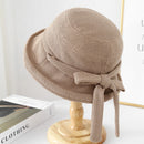 Bucket Hat Women Autumn Winter Breathable With Bowknot Knitted Cap Female Sunscreen Bob