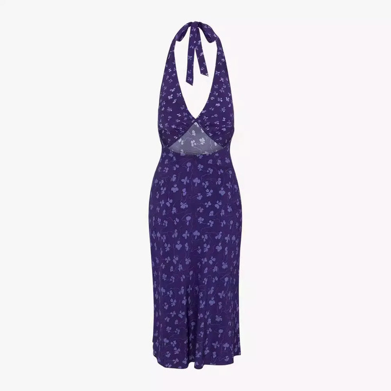 Women in Clover Halter Vibes Scooped Open Back Mini Dress