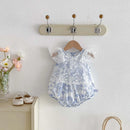 Summer Baby Girl Sweet and Cute Floral Floral Jumpsuit Baby Girl Floral Stitching Mesh Jumpsuit
