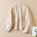 Women Flower Embroidery Shirt blouse Short Cardigan Top Summer Cover Up