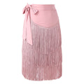Womens Latin Dance Skirts Ballroom Dance  Performance Costume Lace-Up Fringed Hip Scarf Tassel Waltz Skirt
