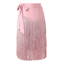 Womens Latin Dance Skirts Ballroom Dance  Performance Costume Lace-Up Fringed Hip Scarf Tassel Waltz Skirt