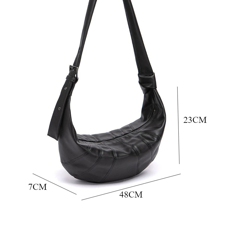 Crossbody Bag Men Croissant Men's Crossbody Bag Luxury Soft Leather Shoulder Bags Male Large Capacity