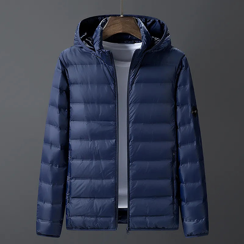 Autumn winter brand hat detachable loose down jacket classic men lightweight warm down coat