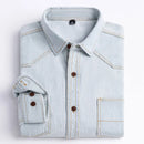 Men's Casual Denim Shirt Long Sleeve Soft Spring Autumn Jeans Shirt