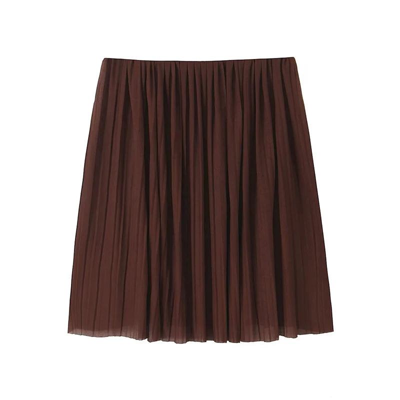 Sexy Women Vintage Brown Unfinished Hem Pleated Strapless Top