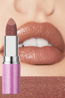 Shimmer Glitter Lipstick, Moisturizing Waterproof Lip Color in Brown and Purple