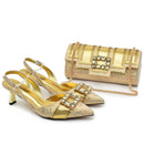 Crystal Shoes and Bags Set Rhinestone Evening Party Luxury Bag Women Wedding Pumps