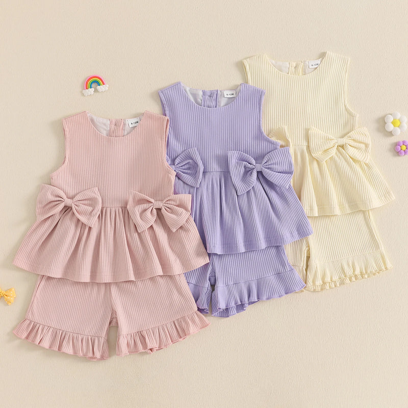Summer Sleeveless Baby Girls Clothing Set Toddler Shorts Set Outfits Tank Top and Shorts Infant Suits