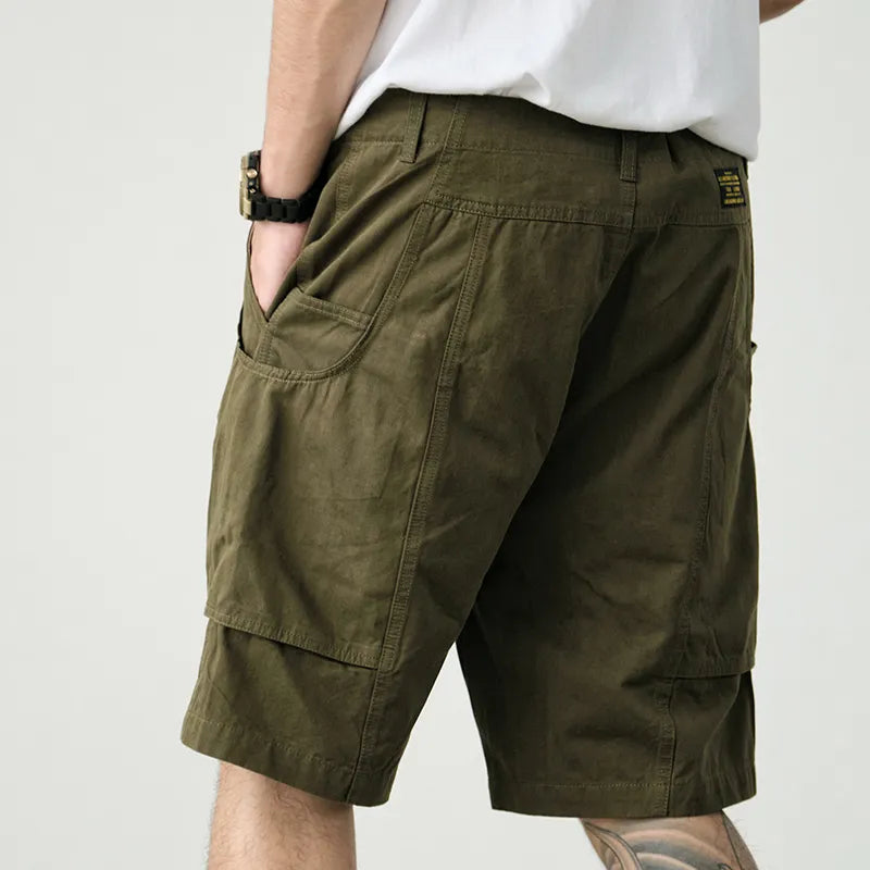 Summer American Retro Deck Cargo Shorts Men's Cotton Washed Old Straight Loose Casual Multi-pocket