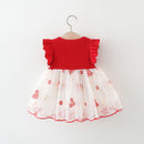 Girl's dress summer baby girl with patchwork mesh flower embroidery princess dress