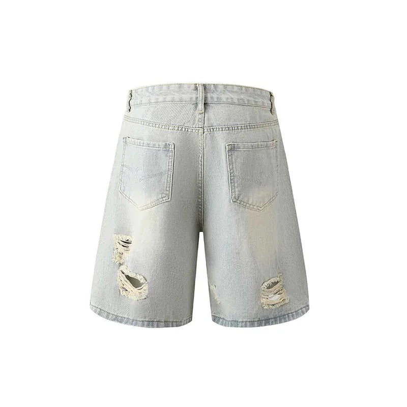 Jean Shorts for Men Streetwear Denim Short Pants Retro Shorts