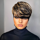 Pixie Straight Wig for Women Density Non Lace Natural Looking Mixed Color