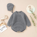 Newborn Infant Toddler Baby Girl Boy Rompers Warm Knit Jumpsuit Soft Outfits Hats Clothing