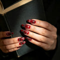24pcs Press on Nails Red Black Stripe Christmas Design False Nails Removable Holiday Manicure for Women