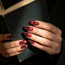 24pcs Press on Nails Red Black Stripe Christmas Design False Nails Removable Holiday Manicure for Women