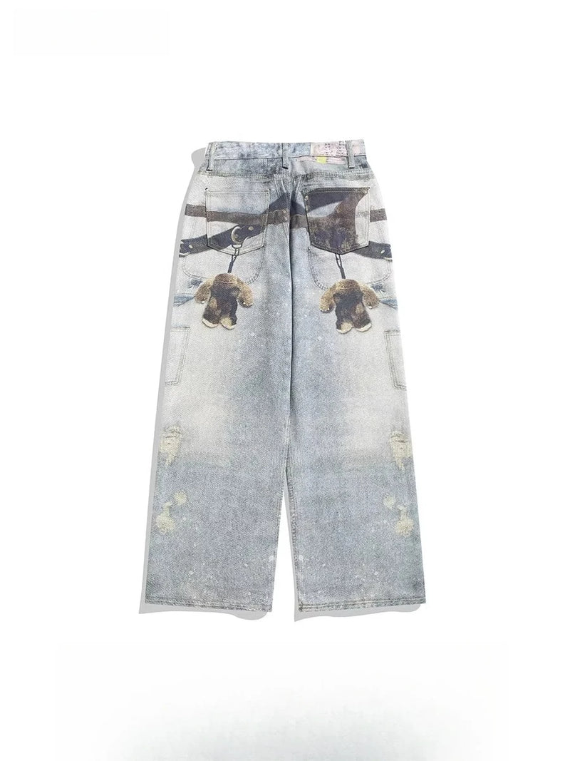 Girl Jeans High Street Straight Floor Trousers Chic