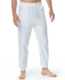 Men Cotton Linen Drawstring Pants Elastic Waist Casual Jogger Yoga Pants Men Casual Lightweight Home Sport Trousers