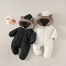 0-2 Y Baby Clothes Fur Lining Boys Rompers Fur Hoodie Girls Jumpsuit Thicken Fleece Toddler Outfit