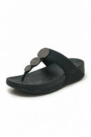 Summer Women's Thick Heel Sandals Metal Slip-On Comfortable Leather Bottom Slippers