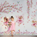 Pink Flower Tree Wall Stickers Home Decoration Removable Wallpaper Kids Room Girl Bedroom Wall Art Mural Decal
