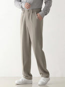 Spring Autumn Casual Pants Men Stretched Draped Slacks Straight Trousers Male Suit Pant