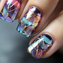 24 Pcs Nails with Sticky Tabs Beautiful Nail Tips Short Press on Nails for Girls Holiday Nail Set
