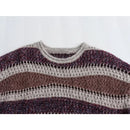 Vintage Women Long Sleeved Round Neck Patchwork Knit Sweater
