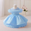 Girls Princess Dress Mesh Beaded Sashes Casual Summer Holiday Ball Gown for Kids
