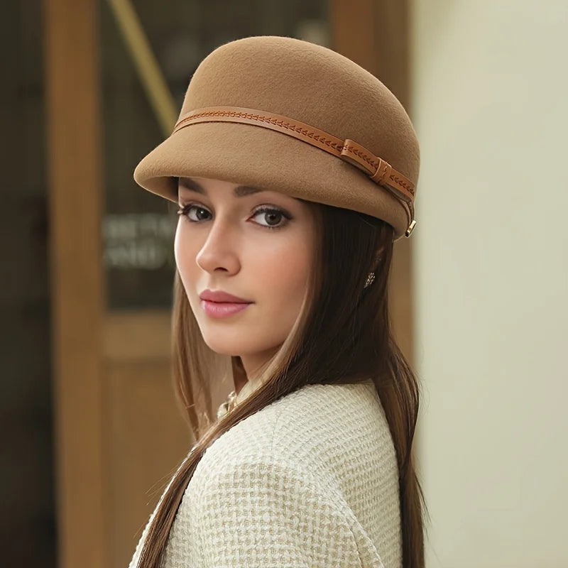 Wool duckbill hat for children autumn and winter newsboy hat retro versatile equestrian hat beanie hat