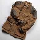 Brown jacket with leather accents on a light gray background, Obroi