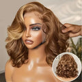 Mannequin head with a brown wig and close-up of hair texture, Obroi