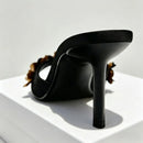 Metal Flower Luxury Women Slippers Summer Female Dress Shoes Pumps Women's Sandals