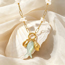 Ocean Wind Shell Pendant Necklace for Women Paper Clip Chain Necklace Summer Beach Vacation Jewelry Gift