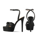 Summer Platform bowknot Banquet shoes round toe Super high heel Sexy Buckle strap Sandals