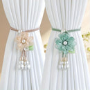 2Pcs Elegant Pearl Flower Curtains Lacing Adjustable Tie Back Garden Bohemia Curtain Accessories