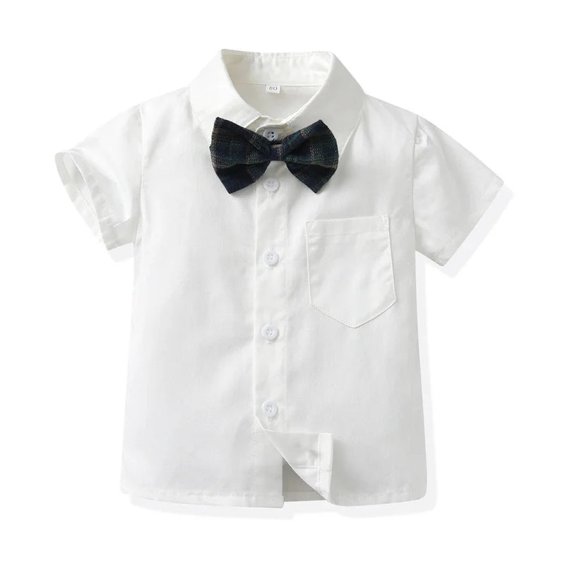 Baby Boys Casual Clothes Sets Infant Boy Short Sleeve Bowtie Gentleman Clothing Set