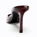 Luxury Thin High  Women Textured Top Design Slide Sandal for Ladies Peep Toe Elegant Designer Heels