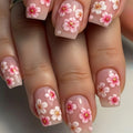 Nails with floral design on a neutral background, Obroi