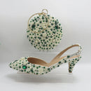 Toe Pearl Bridal wedding shoes and Bag Thin Heel Slingbacks Female Ladies Shallow Women Shoes
