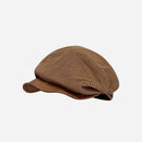 Knitted Splicing Leather Brim Berets Cap for Women Spring Autumn Casual Hats