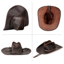 Handcraft Shapeable Western Hat Leather Retro Knight Cap British Outdoor Horse Riding Hat