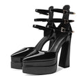 Summer Thick Heels High Heels Wrapped Sandals Women Pointed Belt Buckle Women Shoes