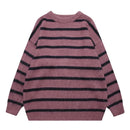 Striped Sweater Autumn Round Neck Winter Tops Pullovers