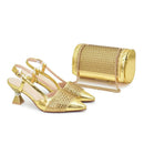 Shoes and Bag Match for Women Luxury Elegant Pointed Toe Rhinestone Bag Set for Women Italy