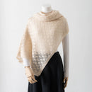 Cashmere Knitted Women's Shawl Hollow Design Simple Warm Long Turtleneck Shawl.