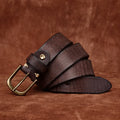 Genuine Leather Belt for Men Thick Copper Buckle Jeans Casual Belts Waistband Retro