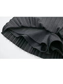 Summer Mini Skirts Woman Trendy Dark High Waist Folds Decorate Side Zipper Short Skirts Female Pleated Skirt