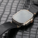 Handmade Black Leather Watchband For Apple iwatch 8/7 Ultra Men Vintage Bracelet